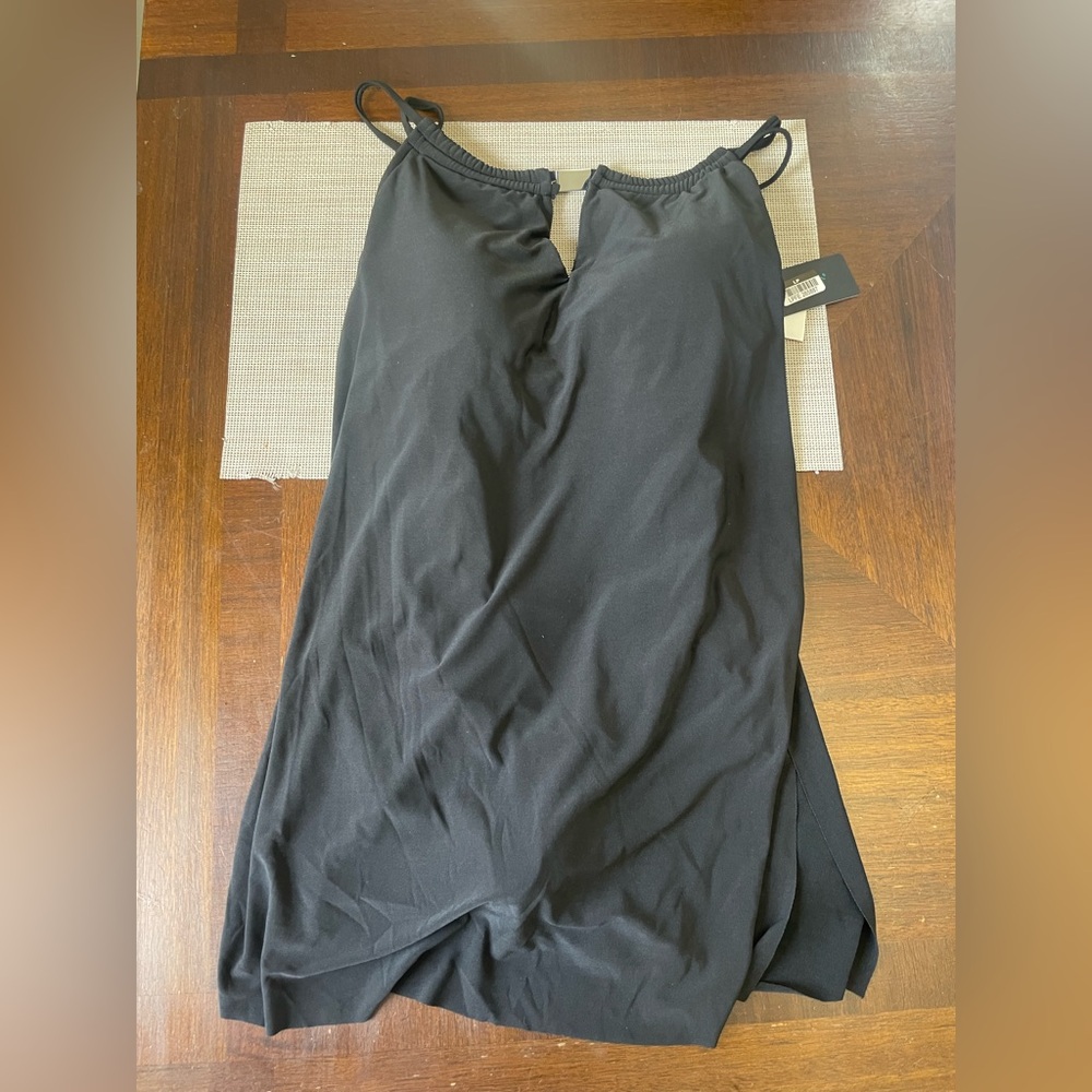 Women’s XL Black Swim Dress One Piece Swimsuit Adjustable Straps NWT